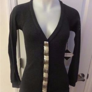 NWT VIVA VENA GRAY BUTTON DOWN CARDIGAN SWEATER XS